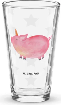 Produktbild von Mr. & Mrs. Panda Bierglas Einhorn Schwein - Transparent - Geschenk, Einhörner, Glas, English, Cocktailglas, Tumbler, Longdrinkglas, Unicorn, Englisch, Trinkglas, Spruch