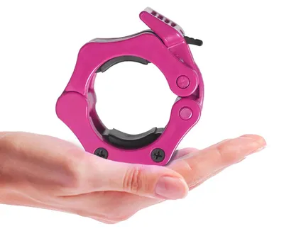 Produktbild von Halterverschlüsse, Set mit 2 Stück, Olympische Schnellverschlüsse mit ABS-Verriegelung für 50 mm Hantelstangen, inklusive Tragetasche (schwarz/rosa)
