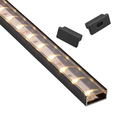 Produktbild von SOTECH LED Profil PH1 Aufbauprofil 1000 mm schwarz – klare Abdeckung, mit Endkappen