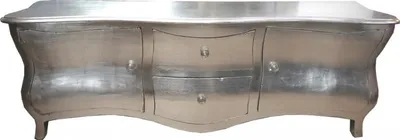 Produktbild von Casa Padrino Barock Kommode Fernsehschrank Sideboard Silber 170 x 60 x 50 cm - Handgefertigtes Massivholz Unikat