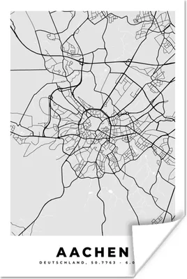 Produktbild von MuchoWow® Poster Aachen - Stadtplan - Deutschland - Karte 120x180 cm - Kunstposter