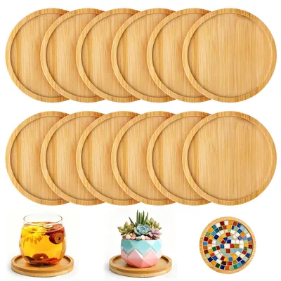 Produktbild von Holz-Untersetzer - Rundes Set für Gläser und Tassen - Zum Basteln und Dekorieren - 12 Stück