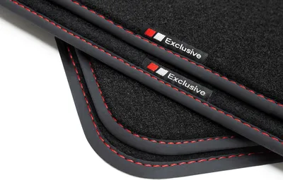 Produktbild von Exclusive Design Fußmatten passend für Opel Astra J Bj. 2009-2016, Naht:Rot. Deluxe Velours