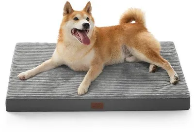 Image de Matelas pour chien de taille moyenne - Coussin lavable avec base antidérapante, panier pour chien, gris, 89 x 56 x 7 cm