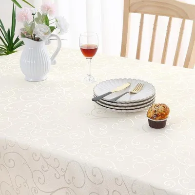 Produktbild von Famanu Tischdecke abwaschbar, rechteckig, 100 x 140 cm, Polyester, Jacquard, beige