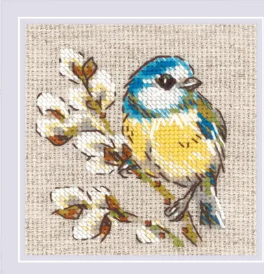 Produktbild von Riolis Kreuzstich Stickpackung "Meise", Zählmuster, 10x10cm