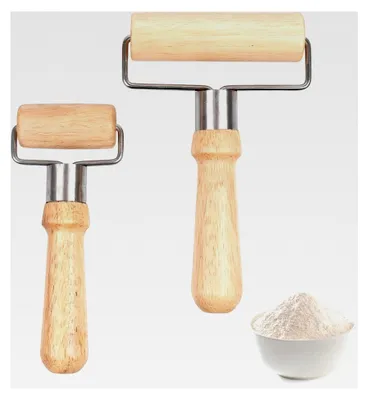 Produktbild von Kleines Nudelholz, 2 Stück Teigroller aus Holz für Pizza, zwei Größen Teigroller geeignet für handgefertigte Pasteten und Knedlerschalen
