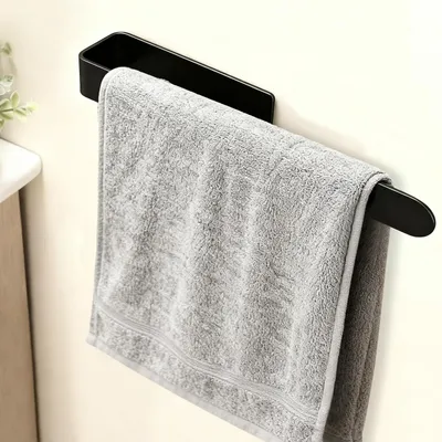 Productafbeelding van Zwarte handdoekenhouder zonder boren 40 cm - Zelfklevende handdoekbuis voor badkamer