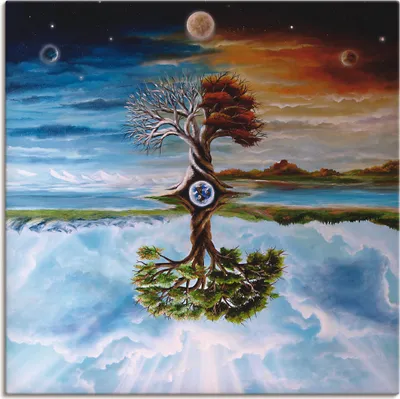 Produktbild von ARTland Leinwandbild Jahreszeitenbaum Größe: 30x30 cm
