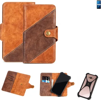 Produktbild von K-S-Trade Handy-Hülle Schutz-Hülle Bookstyle Case Wallet-Case kompatibel mit Samsung Galaxy A8+ (2018) Duos Handy Cover Bumper Kantenschutz