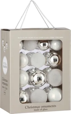 Produktbild von House of Seasons Weihnachtsbaumkugeln-Set - 26 Stück - Ø7 cm - Weiß