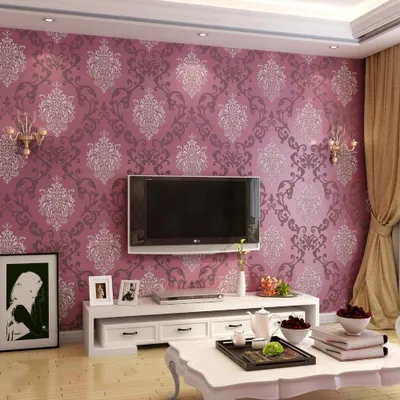 Produktbild von Luxus 3D Damast Perlschimmer Tapete für Wohnzimmer