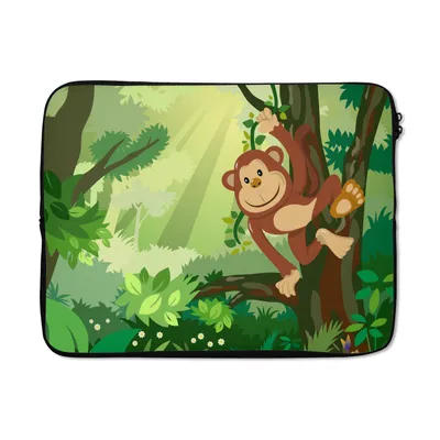 Produktbild von MuchoWow® Laptop Hülle 15 Zoll Affe - Dschungel - Jungen - Mädchen - Blumen - Kinder Laptoptasche - Laptoptasche - Sleeve - Rundum-Schutz
