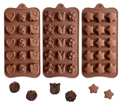 Silikon-Schokoladenform-Set, 3 Stück, 21 x 10,5 cm