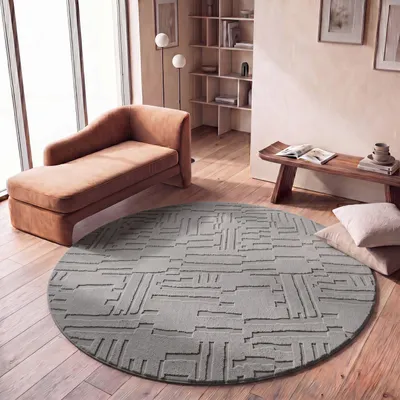 Produktbild von TT Home Wohnzimmer Teppich Schlafzimmer Hochflor Waschbar Skandinavisches Design Geometrisch Abstrakt Boho Stil Einfarbig 3D Größe 160 cm Rund