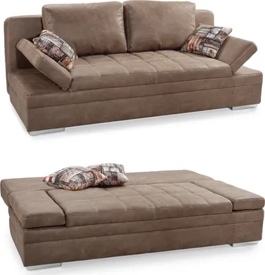 Produktbild von Schlafsofa Armlehnen verstellbar Bettkasten Couch Steppung Antiklederoptik Braun / 15116