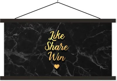 Produktbild von MuchoWow® Textilposter Soziale Medien - Aktion - Gold - Marmor 90x45 cm mit schwarzem Rahmen - Klemmleisten