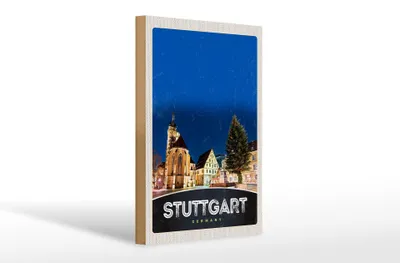 Produktbild von Holzschild Reise 20x30cm Stuttgart Altstadt Architektur