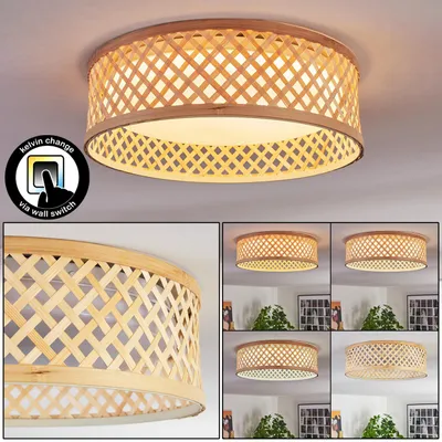Produktbild von Barcellona Deckenlampe aus Metall/Bambus/Kunststoff in Weiß/Naturfarben