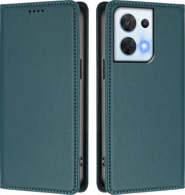 Immagine prodotto di Custodia in pelle per Oppo Reno8 5G, custodia magnetica in Finto cuoio con supporto Verde