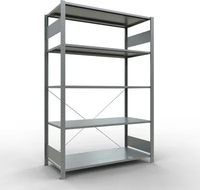 Produktbild von Schulte Fachbodenregal MULTIplus150 Stecksystem | Grundregal | HxBxT 200x130x60cm | 5 Ebenen | Fachlast 150kg | Verzinkt