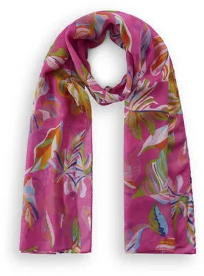 Produktbild von Codello (122) PRINTED SCARF RECYCLED POLYESTER LEAVES pink-55X180CM, pink PIN2 PIN2 55/180CM
