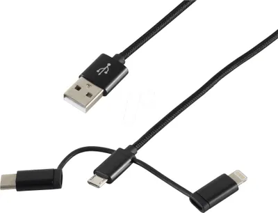 Produktbild von shiverpeaks BS14-50068 USB Kabel 1 m USB A USB C/Micro-USB B/Lightning Schwarz (BS14-50068)