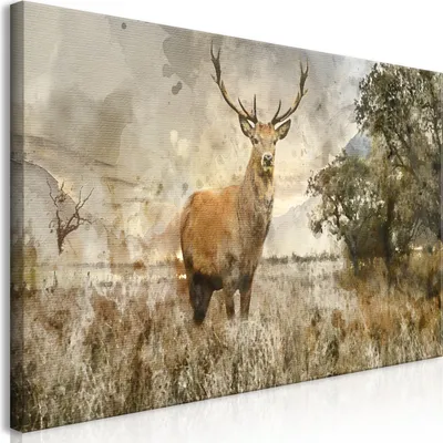 Produktbild von Wandbild Mega XXXL Hirsch 250x125 cm Einteiliger XXL-Format Kunstdruck zur Selbstmontage Leinwandbilder moderne Bilder DIY Wanddekoration Wohnung Deko Natur Tier Landschaft g-B-0042-ak-e