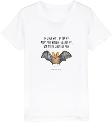 Produktbild von Mr. & Mrs. Panda Kleinkinder T-Shirt Fledermaus Flügel 5-6 Jahre (110/116) - Weiß - Geschenk, Baumwollshirt Kinder, Teenager, Lustige Sprüche, Kindershirt, Mädchen