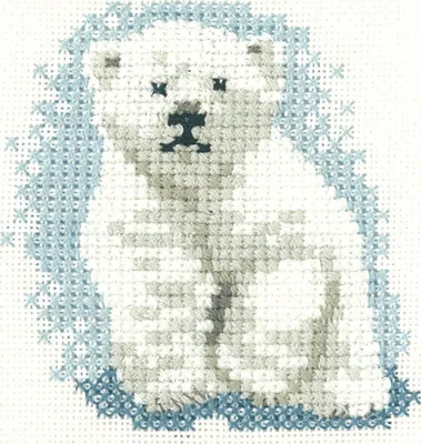 Immagine prodotto di Heritage, kit per punto croce Aida, modello "Cucciolo di orso polare (a)", schema da contare, codice prodotto lfpb1062-a, dimensioni 6,5x6,5 cm