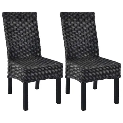 Immagine prodotto di vidaXL Sedie da pranzo 2 pezzi in rattan Kubu nero e legno di mogano