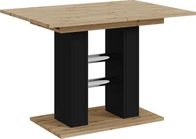 Produktbild von MEBLINI Esstisch Ausziehbar - Esszimmertisch Modern - Küchentisch - Säulentisch - Ausziehtisch - Dining Table - Esszimmertische - 100-140x60x75cm - WILD MINI - Artisan Eiche/Schwarz Matt