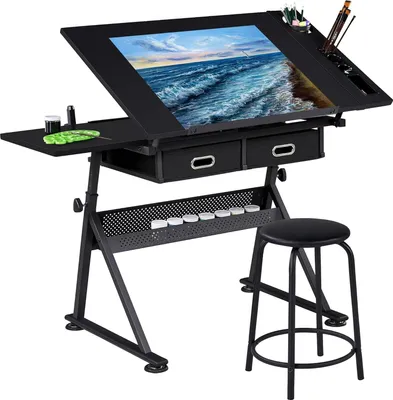 Produktbild von Zeichentisch für Erwachsene - Arbeitsplatz - Zeichentisch mit verstellbarer und kippbarer Tischplatte