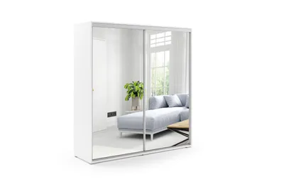 Produktbild von Mia 1 Kleiderschrank – Weiß mit Spiegeltüren - 100 x 62 x 245 cm
