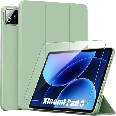 Image de Coque + Verre Trempé pour Xiaomi Pad 8 / 8 Pro - Protection Slim avec Fonction Support - Vert