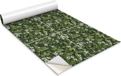 Immagine prodotto di Pellicola autoadesiva per mobili - pellicola decorativa - per mobili da tavolo - tagliabile su misura - fiori e foglie bianchi - 100 x 50 cm