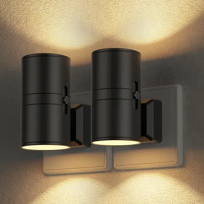 Produktbild von LED Nachtlicht Steckdose Schwarz 2er-Pack Stufenlos Dimmbar 3000K