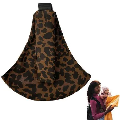 Obrázek produktu pro Uniqoos® Elastická nosítka pro miminka – 3 způsoby nošení, prodyšný přírodní materiál, leopardí vzor, nastavitelné popruhy, kompaktní skládání