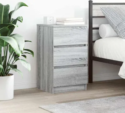 Immagine prodotto di vidaXL Comodino con 3 cassetti Grigio Sonoma 39x35x65 cm