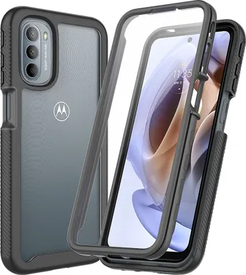 Produktbild von Moto G51 5G Hülle, TPU Bumper mit Eingebautem Displayschutz 360 Grad Komplettschutz Schutzhülle für Motorola Moto G51 5G Schwarz