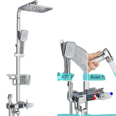 Produktbild von Duscharmatur Set, Thermostatsteuerung, Zeitgenössisches Design, Chrom B