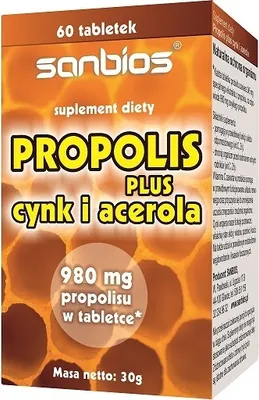 Produktbild von SANBIOS Propolis plus Zink und Acerola 60 Tabletten.