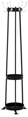 Produktbild von Casa Padrino Designer Luxus Garderobenständer mit Schirmständer Circle Black, vernickeltes Aluminium, 180 cm