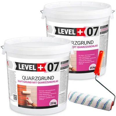 Produktbild von Haftgrund 50Kg Quarzgrund Weiß Frostbeständig +Streichroller 25cm Mikrofaser L+07