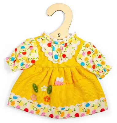 Immagine prodotto di BigJigs, vestito per bambole con motivo floreale giallo - set di abiti per bambole