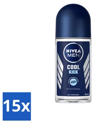 Obrázok produktu pre 15 kusov NIVEA MEN Cool Kick antiperspirant v roll-on forme, 50 ml - výhodný balík