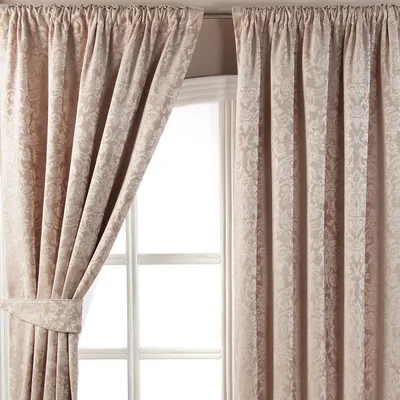 Produktbild von HOMESCAPES Samt Jacquard Thermovorhang Kräuselband 2 Stück Latte 137 x 117 cm