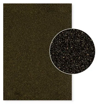 Produktbild von Plottermarie Plotterfolie Mega Glitter für kreative Veredelungen – Plotterfolie für Textildruck, T-Shirts, Baumwolle, Polyester, DIY & Spezialeffekte A4 - 947 Black Gold