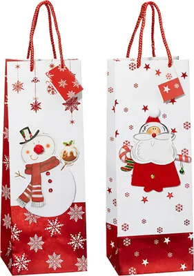 Produktbild von 12 x Geschenktüten Flaschentüten für Weihnachten in 3-D Optik - Geschenkverpackung Weihnachten - Papiertüten - Geschenktaschen