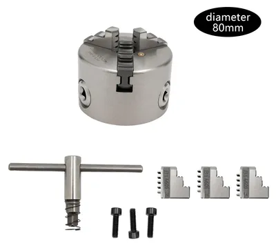Produktbild von 3-Backen Drehfutter - Selbstzentrierendes Spannfutter - Spannbereich 0,2–2,2 cm - 4000 U/min - Manuell - Für CNC-Drehmaschinen - Silber